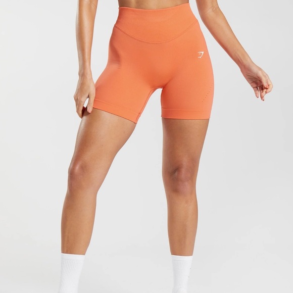 Gymshark Vibrant Orange Sports Bra and Shorts Set - Picture 3 of 5